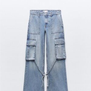 Zara Blue Flare Wide Leg Jeans